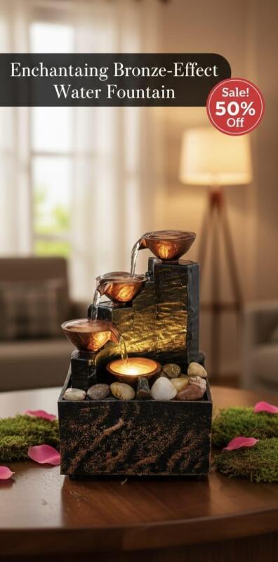 Tabletop Fountain Decorations, USB Desktop Water Fountain Ornament Crafts with Irregular Stones, LED Lights, Crafts Gift Fountain for Home, Office, Bedroom, Desk, Decor
