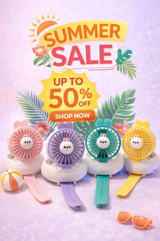 Wearable Watch Fan, USB Rechargeable Mini Fan Watch for Children