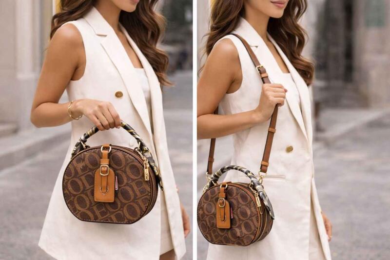 Premium  Design Saddle Boxy round Sling Bag for Women