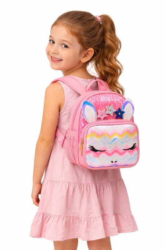 UNICORN Glitter Backpack Bag for Girls Colourful Adjustable Fabric Shoulder Straps with Loop Handle | Zipper Closure | Gift for Girls