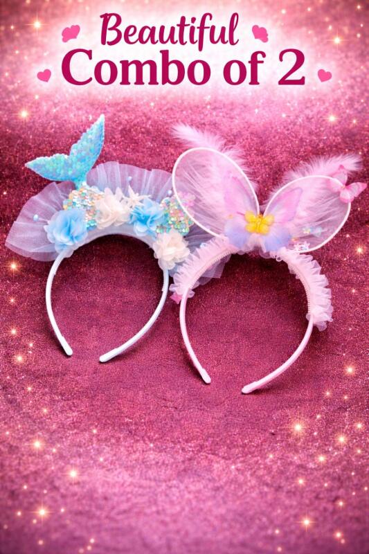 2 Pcs Plastic Coloured Baby Girl Hairband Set Baby hairband For Kids hair bands Elastic Toddler Hair Accessories Return Gift