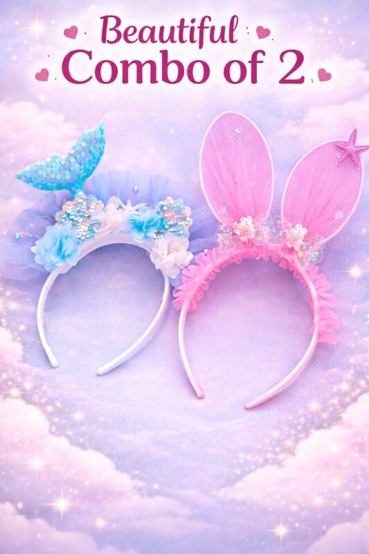 Colorful Hair Accessories Set, Cute  Design Headbands,  Hair Bands for Girls Kids ( Pack of 2 Pcs)