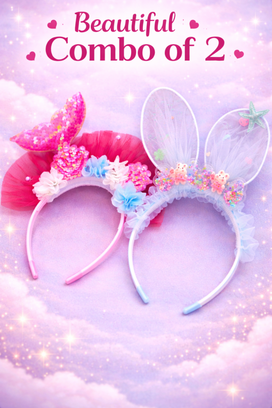 Colorful Hair Accessories Hair Bands | Cute Headbands for Kids Girls & Women's, Set of 2