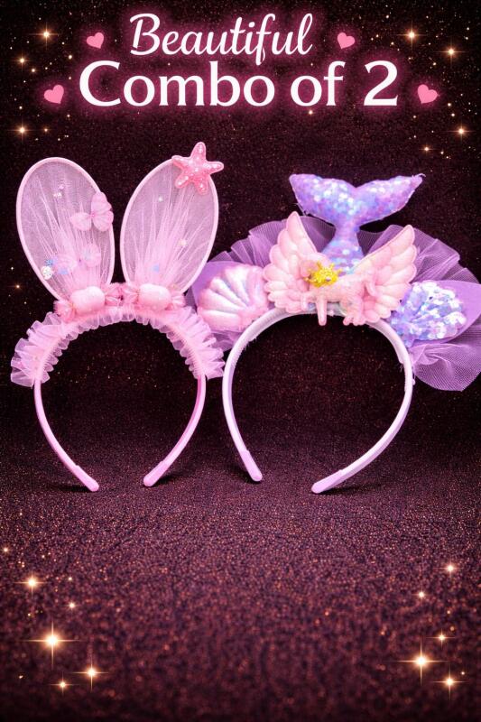 Korean Fashionable Soft Fur Hairbands Stylish Headbands for Kids and Girls (Pack of 2Pcs)