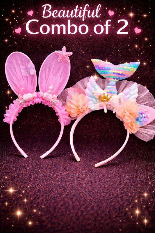 Korean Fashionable Soft Fur Hairbands Stylish Headbands for Kids and Girls (Pack of 2Pcs)