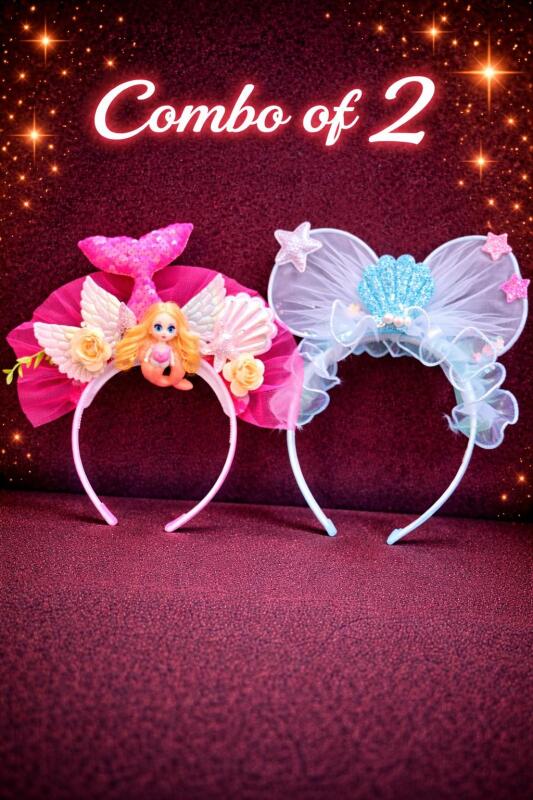 Hair Accessories Attached with Metal Hairband/Headband for Baby Girl/Girls/Women (Pack of 2 band)