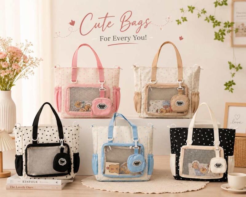Korean Style Tote Bag - Cute Shoulder Bag, Student Book Bag, Durable Ladies Handbag, Shopper Bag