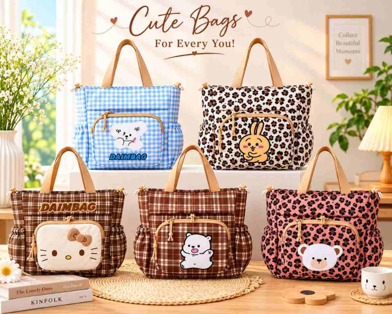 KOREAN Tote Bags for Women, College Bag for girls With Inner & Outer Pockets, Utility Tote bags for Shopping, Travel & Daily use