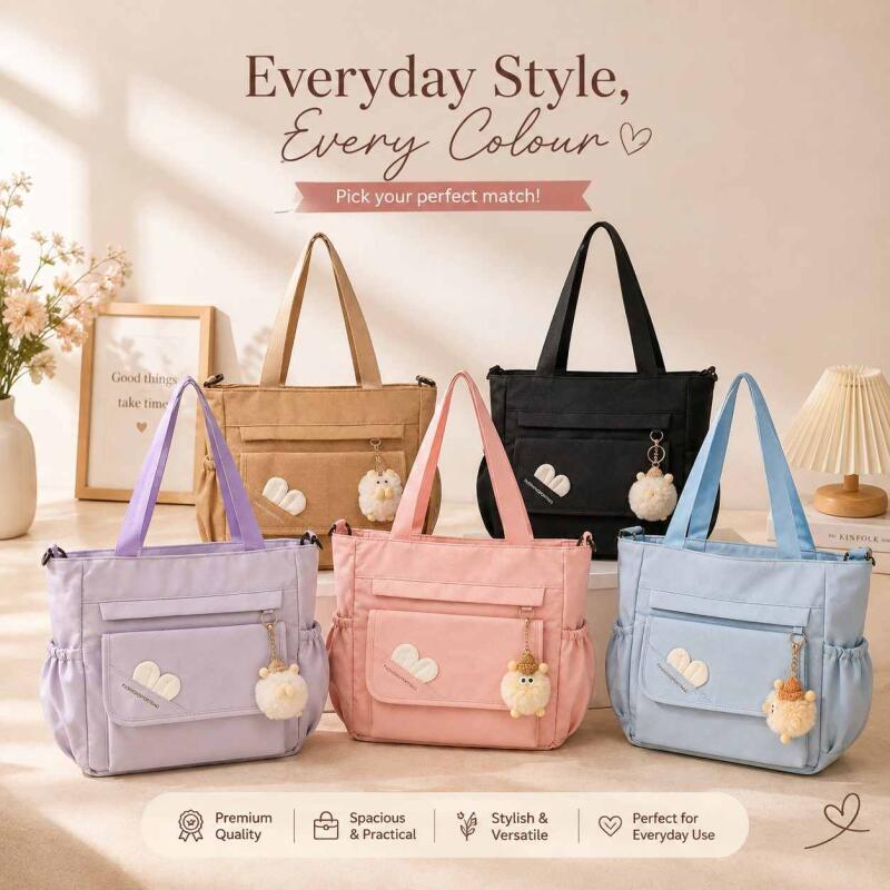 KOREAN Tote Bags for Women with Zip, College Bag for Girls, Tote Bag for Shopping, Travel & beach bags for women