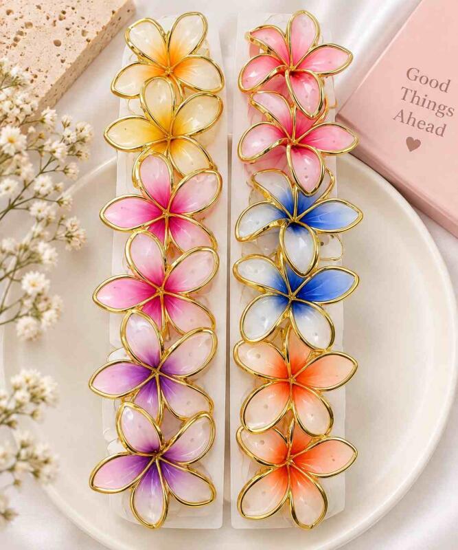 Elegant Hawaiian Flower Hair Claw Clips - Large, Non-Slip, Strong Hold For Thick & Thin Hair - Vintage Style Flower Clips For Women, multi – SuperBrand