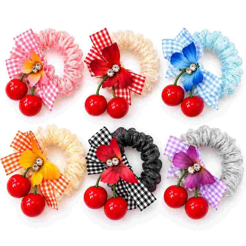 Cute Cherry Flower Decorative Scrunchie with Gingham Bow – SuperBrand