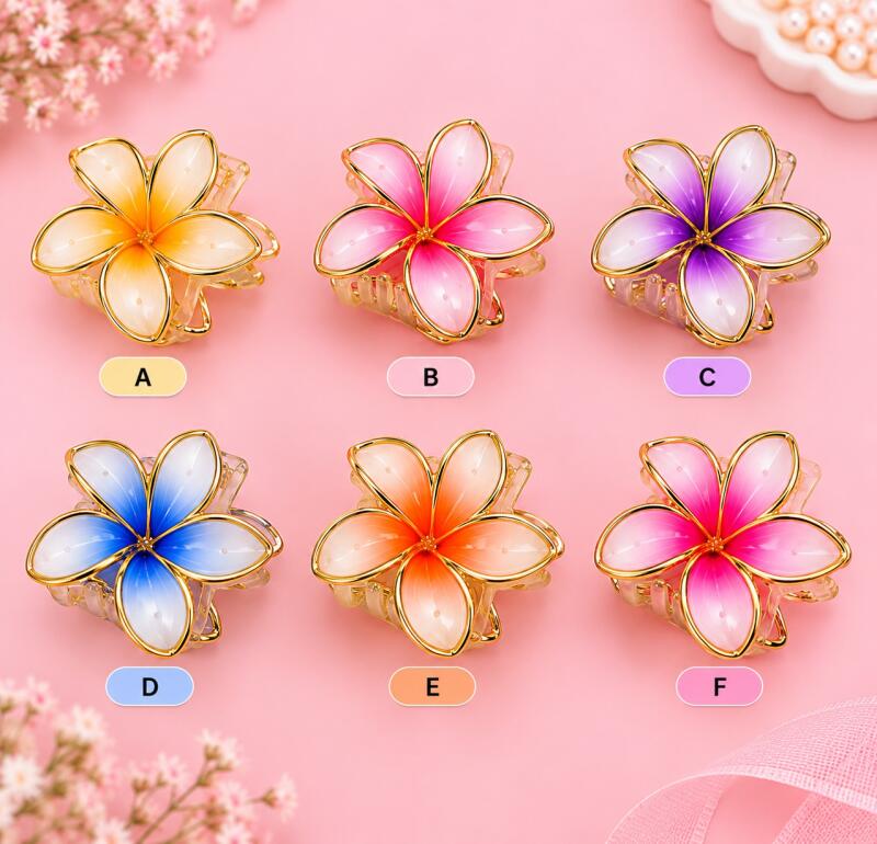 Premium Flower Hair Claw Clips for Women & Girls | Elegant Gold-Trim Floral Hair Accessories | Trendy Multicolor Hair Clips – SuperBrand