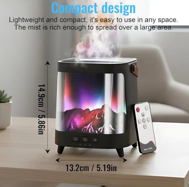 Smart Controlled Flame Fireplace Humidifier - 200ml Aroma Essential Oil Diffuser with 7 Color Lights, Large Capacity, Ultra Quiet for Bedroom, Living Room, Office