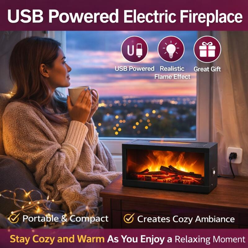 Fireplace‑Style Essential Oil Room Diffuser – Decorative Fragrance Machine for Home, Living Room & Bedroom Ambience. Water Based and Elegant with 7 Different Light Settings