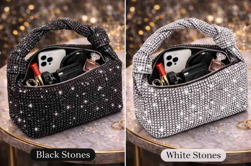 WANG Clutch Purses for Women, Small Evening Handbag, Sparkly Rhinestone Purse for Party, Prom, Wedding