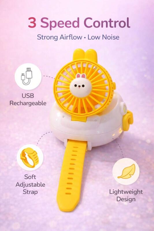 Wearable Watch Fan, USB Rechargeable Mini Fan Watch for Children