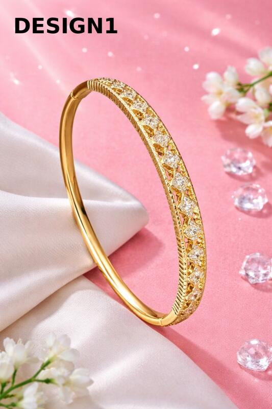 Gold Plated Fashion Jewellery Stainless Steel Anti Tarnish Cuff Band Style Bangle Bracelet