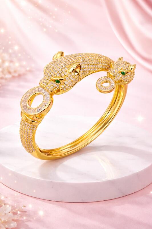 Fashion gold 18k Anti tarnish  Crystal Bangle Bracelet for Women and Girls
