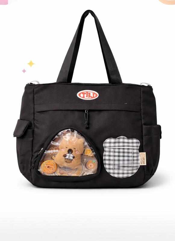 Korean Tote Bag  Canvas Handbag for Women  Casual Large Capacity Shoulder Bag with Pockets Versatile Everyday use for College Work Travel & Shopping