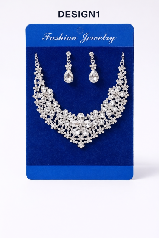 American Diamond Necklace Set For Women | White Stone Silver Jewellery Set For Women | Diamond Necklace Set | Birthday Gift for Girls Anniversary Gift for Wife