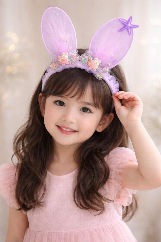 Headband for Girls | Cute  Hairband | Small Kids Hair Accessories Set Ideal for Party, Photo, Easter and Birthday Decoration (Set of 2)