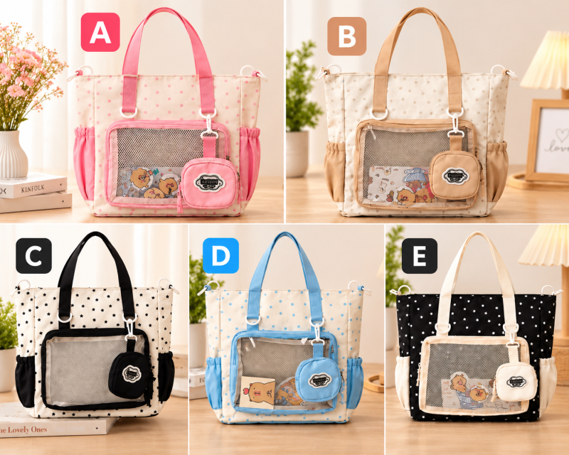 Korean Style Tote Bag - Cute Shoulder Bag, Student Book Bag, Durable Ladies Handbag, Shopper Bag